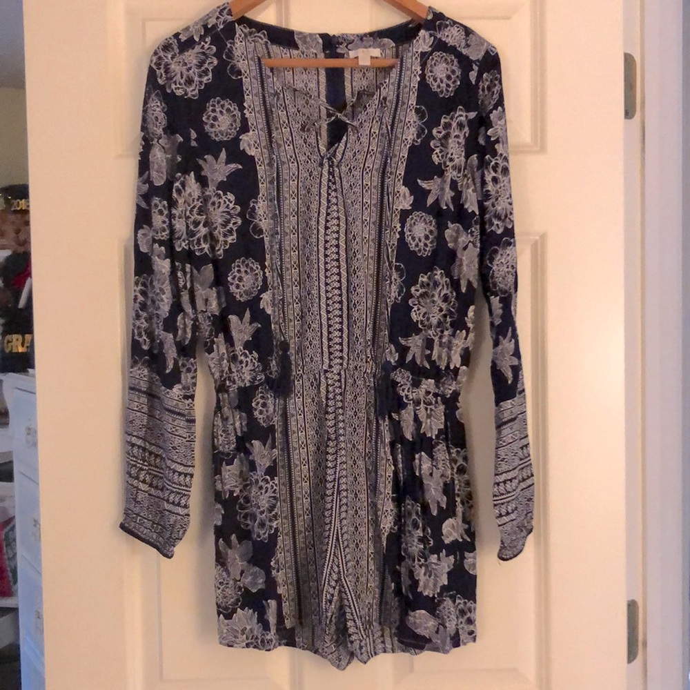 Navy and white romper